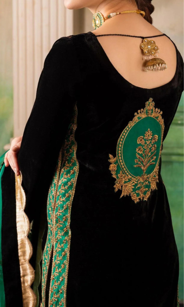 Designer wear Heavy Embroidered Velvet Suit 3 Pcs
