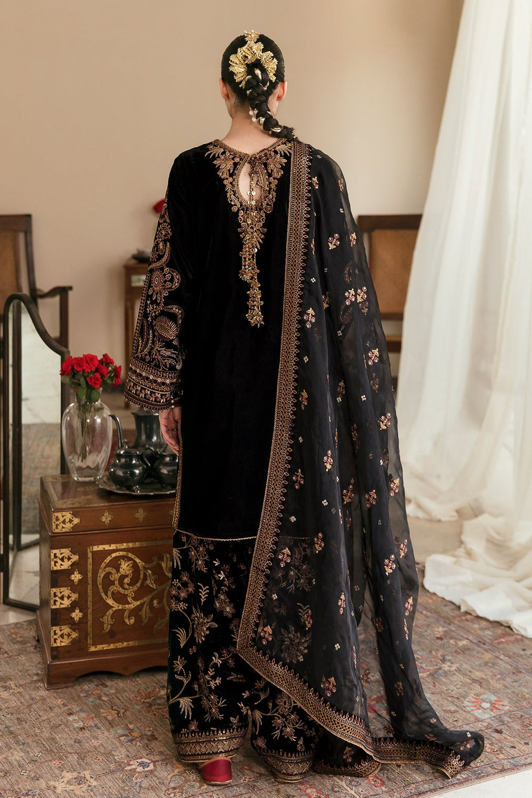 Designer wear Embroidered Velvet Suit 3 Pcs