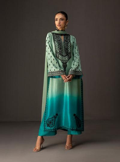Dual Tone Charmuse Silk Shalwar Kameez Dress