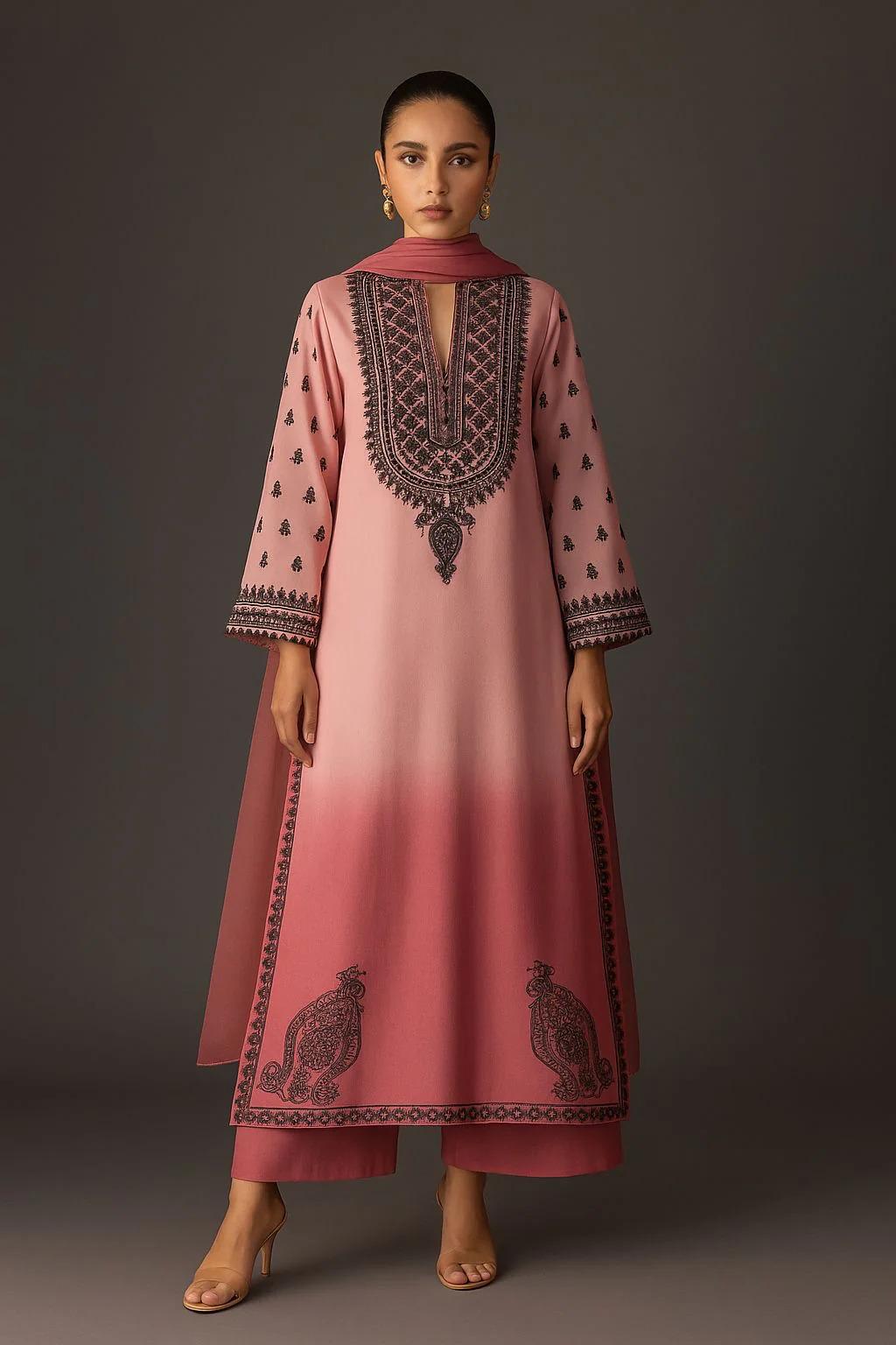 Dual Tone Charmuse Silk Shalwar Kameez Dress