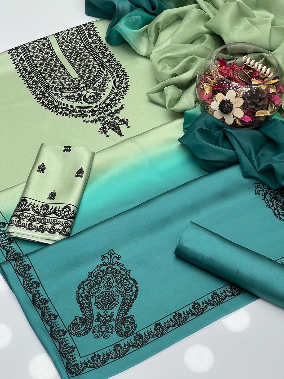 Dual Tone Charmuse Silk Shalwar Kameez Dress