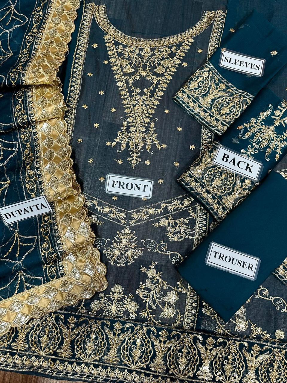 Embroided Designer wear Dress 3 Pcs