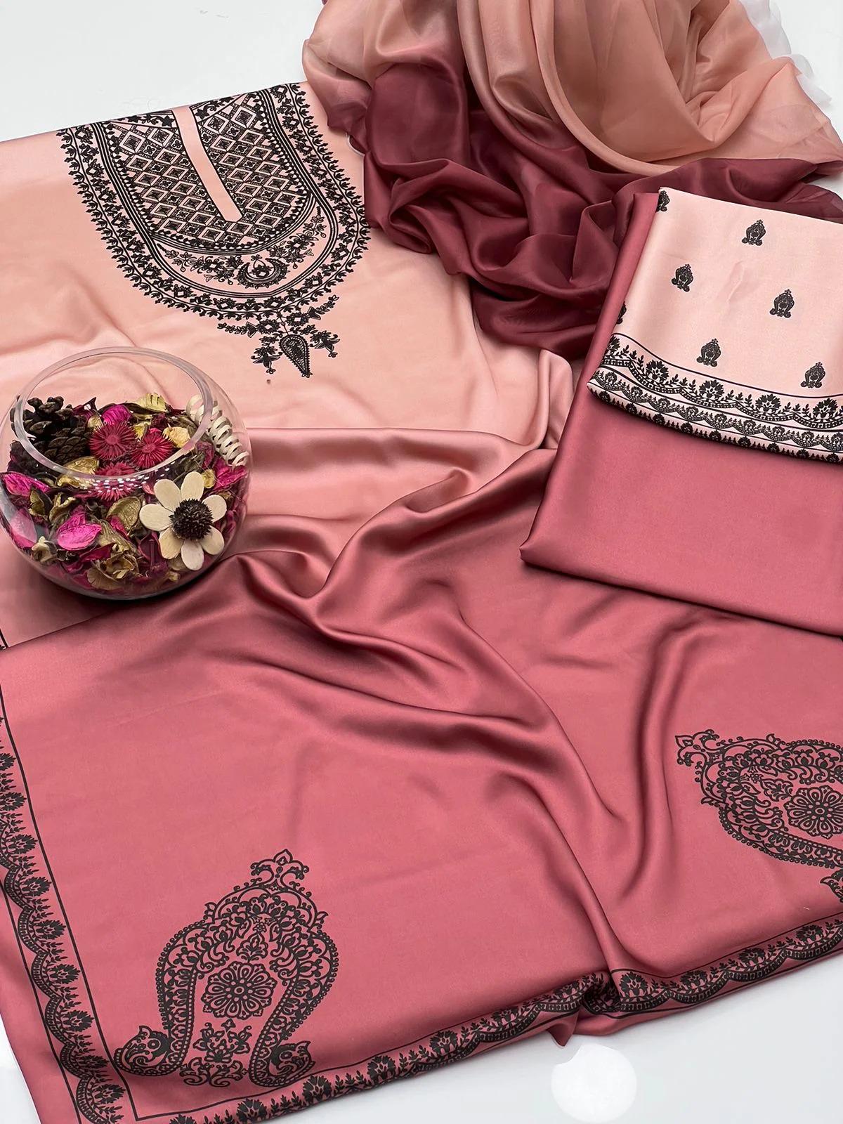 Dual Tone Charmuse Silk Shalwar Kameez Dress