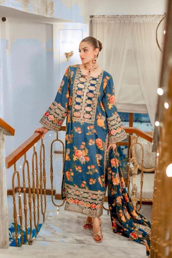 Floral Embroidered Shalwar Kameez Pakistan  3 Pcs suit –  Viral Kareena Kapoor Dress