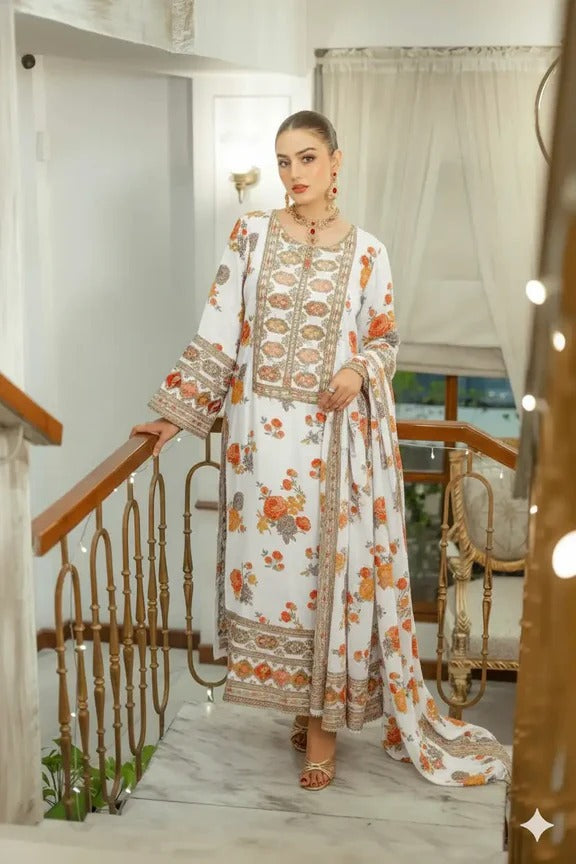 Floral Embroidered Shalwar Kameez Pakistan  3 Pcs suit –  Viral Kareena Kapoor Dress